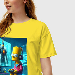 Футболка оверсайз женская Bart Simpson is an avid gamer, цвет: желтый — фото 2