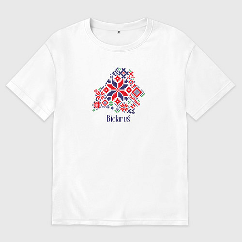 Женская футболка оверсайз Belarus орнамент / Белый – фото 1