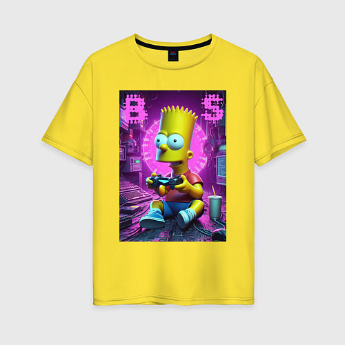 Женская футболка оверсайз Bart Simpson - cool gamer / Желтый – фото 1