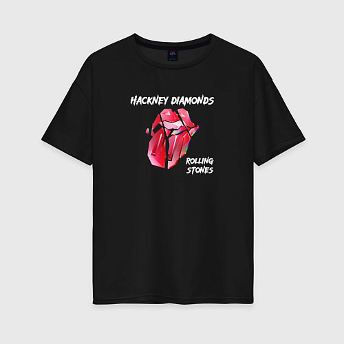 Женская футболка оверсайз The Rolling Stones - Diamonds tongue / Черный – фото 1