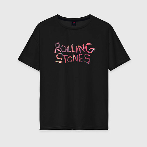 Женская футболка оверсайз The Rolling Stones - logo / Черный – фото 1