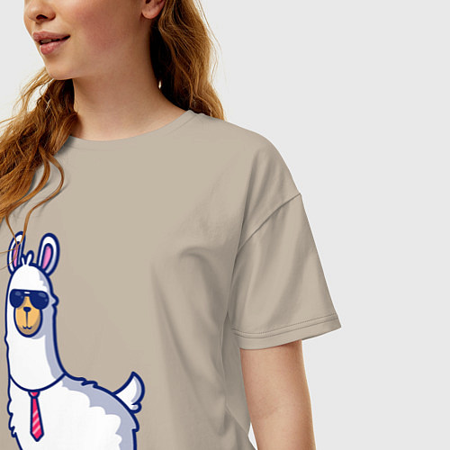 Женская футболка оверсайз Модная альпака / Миндальный – фото 3