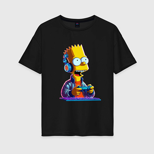 Женская футболка оверсайз Bart is an avid gamer / Черный – фото 1