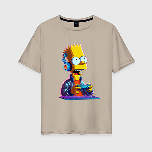 Женская футболка оверсайз Bart is an avid gamer / Миндальный – фото 1