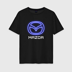 Футболка оверсайз женская Mazda neon, цвет: черный