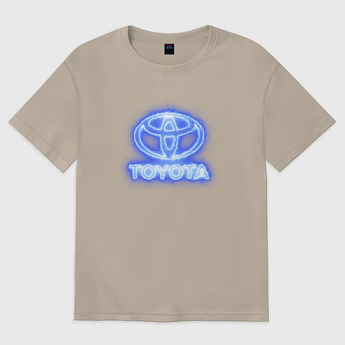 Женская футболка оверсайз Toyota neon / Миндальный – фото 1