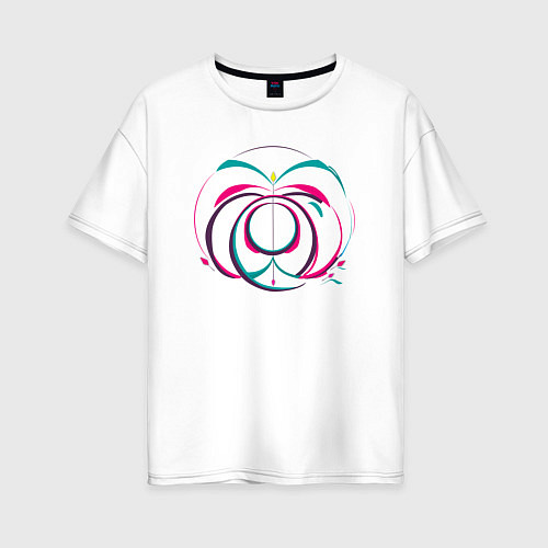 Женская футболка оверсайз Цветные линии и круг / Белый – фото 1