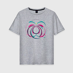 Женская футболка оверсайз Цветные линии и круг