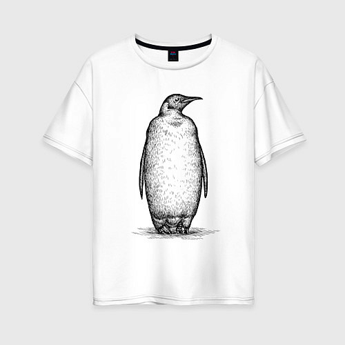 Женская футболка оверсайз Пингвин стоит / Белый – фото 1