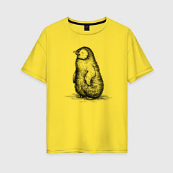 Футболка оверсайз женская Пингвиненок пушистый, цвет: желтый