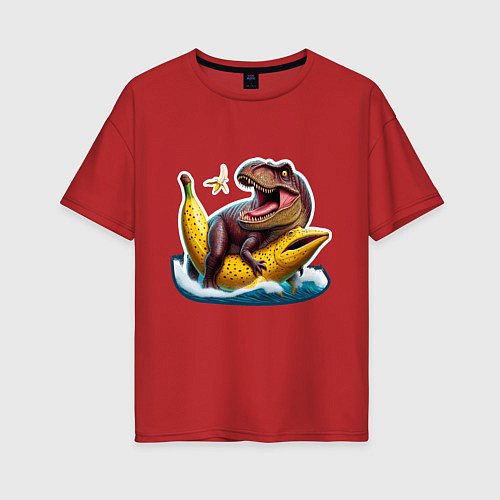 Женская футболка оверсайз Членозавр Рекс / Красный – фото 1