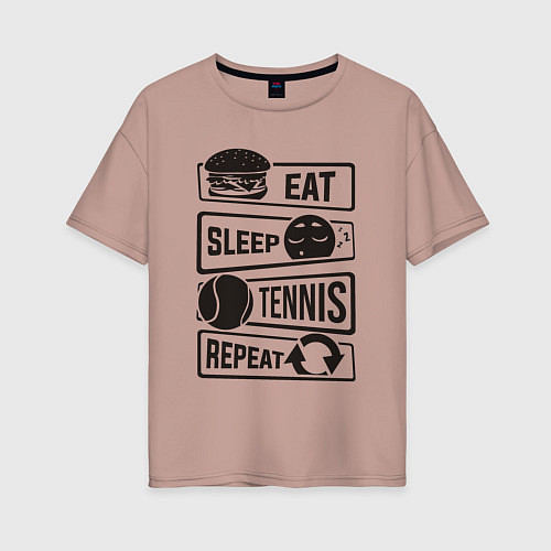 Женская футболка оверсайз Есть спать теннис / Пыльно-розовый – фото 1