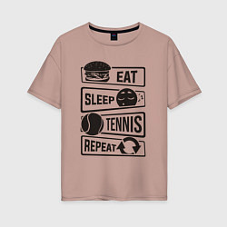 Женская футболка оверсайз Есть спать теннис