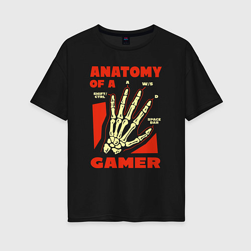 Женская футболка оверсайз Anatomy of a gamer / Черный – фото 1