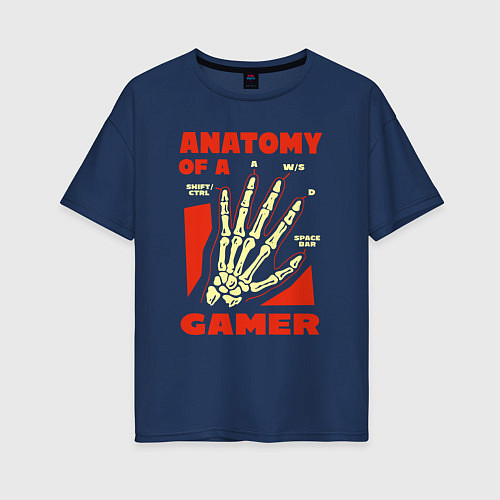 Женская футболка оверсайз Anatomy of a gamer / Тёмно-синий – фото 1