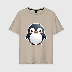 Женская футболка оверсайз Пингвин цыпленок