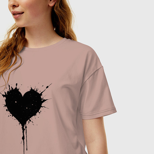 Женская футболка оверсайз Чернильное сердце / Пыльно-розовый – фото 3