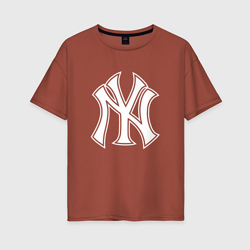 Женская футболка оверсайз New York yankees - baseball logo / Кирпичный – фото 1