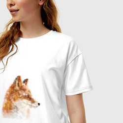 Футболка оверсайз женская Лиса зимой, цвет: белый — фото 2