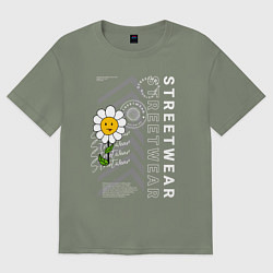 Футболка оверсайз женская Ромашка streetwear, цвет: авокадо