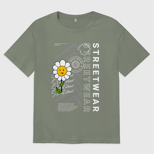 Женская футболка оверсайз Ромашка streetwear / Авокадо – фото 1