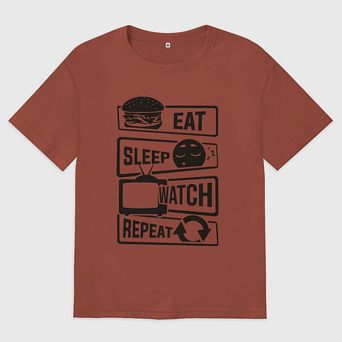 Женская футболка оверсайз Есть спать телик / Кирпичный – фото 1