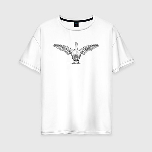 Женская футболка оверсайз Утка машет крыльями / Белый – фото 1