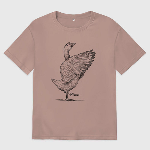 Женская футболка оверсайз Гусь встрепенусь / Пыльно-розовый – фото 1