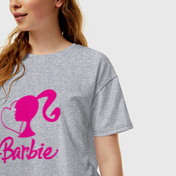 Футболка оверсайз женская Barbie heart, цвет: меланж — фото 2