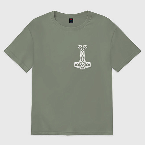 Женская футболка оверсайз Молот тора на груди / Авокадо – фото 1