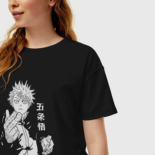 Женская футболка оверсайз Техника Годжо / Черный – фото 3