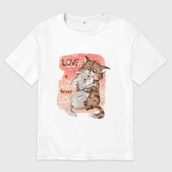 Женская футболка оверсайз Влюбленные мультяшные коты