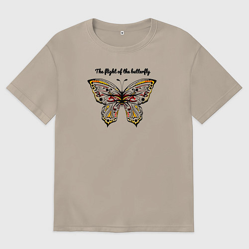 Женская футболка оверсайз The flight of the butterfly / Миндальный – фото 1