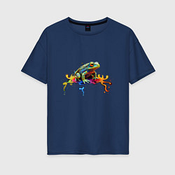 Футболка оверсайз женская Фрактальная лягушка, цвет: тёмно-синий