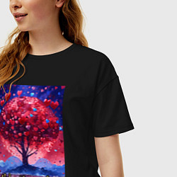 Футболка оверсайз женская Дерево любви, цвет: черный — фото 2