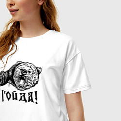 Футболка оверсайз женская Медведь опричник с крестом - гойда, цвет: белый — фото 2