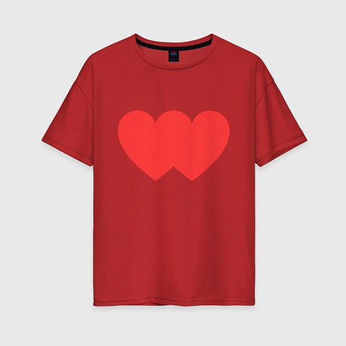 Женская футболка оверсайз Два сердца слитые в одно / Красный – фото 1