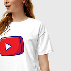 Футболка оверсайз женская Кнопка play, цвет: белый — фото 2