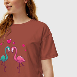 Футболка оверсайз женская Flamingo love, цвет: кирпичный — фото 2