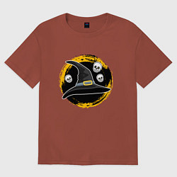 Футболка оверсайз женская Мультяшная шляпа ведьмы с черепами, цвет: кирпичный