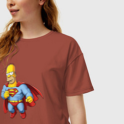 Футболка оверсайз женская Гомер супермен, цвет: кирпичный — фото 2