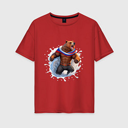 Женская футболка оверсайз Медведь из спячки