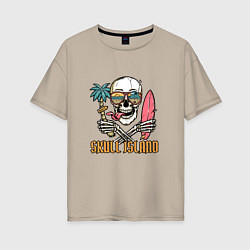 Футболка оверсайз женская Остров черепа-skull island, цвет: миндальный
