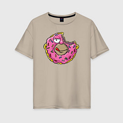 Футболка оверсайз женская Homer donut, цвет: миндальный