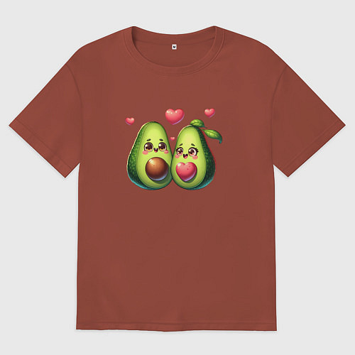 Женская футболка оверсайз Авокадо - пара / Кирпичный – фото 1