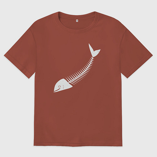 Женская футболка оверсайз Скелет рыбы / Кирпичный – фото 1