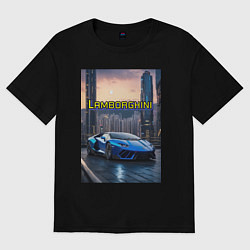 Футболка оверсайз женская Ламборгини Авентадор, цвет: черный