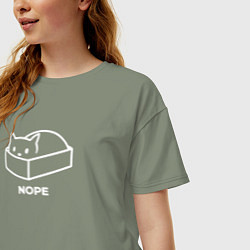 Футболка оверсайз женская The cat in the box nope white, цвет: авокадо — фото 2