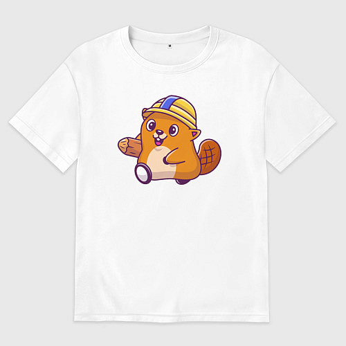 Женская футболка оверсайз Строитель бобёр / Белый – фото 1