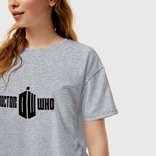 Женская футболка оверсайз Тардис доктора / Меланж – фото 3